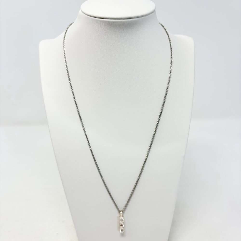 Shop LC Petalite Sterling Silver Trilogy Pendant With Stainless Steel Chain 5337